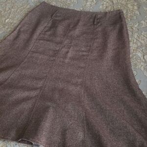 Heathered Ponte Knit Chocolate Brown Size 14 Skirt With Belt Loops